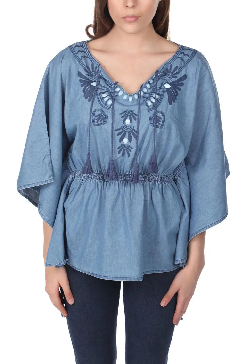 

Blue White Jean Bluz