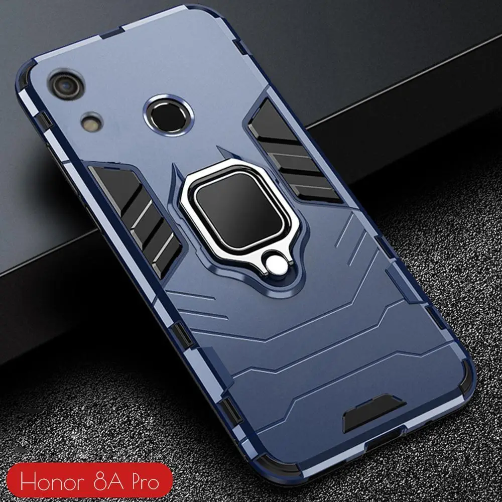 

For Honor 8A Case Armor PC Cover Metal Ring Holder Phone Case for Huawei Y6s Y 6s 2020 Cover Shockproof Bumper-with fingerprint
