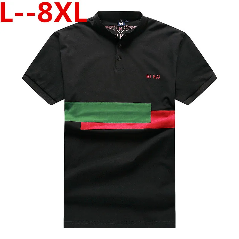 Mais Tamanho 2022 Verão Nova Camisa Masculina Cor Sólida Magro Ajuste Manga Curta t Gola Mandarim Casual T-shirts 10xl 8xl 6xl