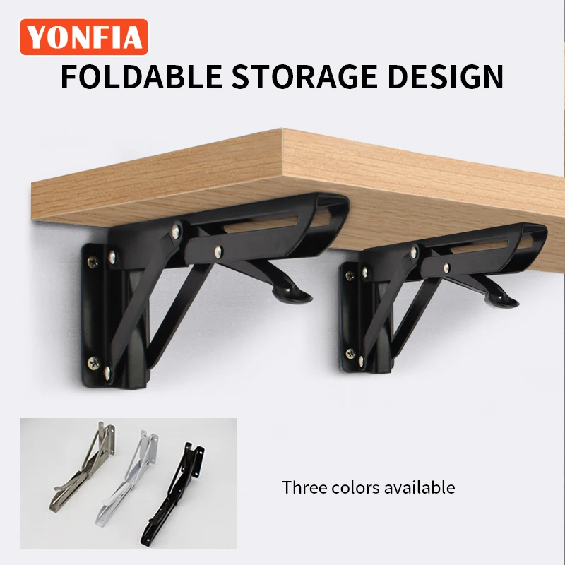 

YONFIA 9016 4 PCS Stainless Steel Folding Adjustable Bracket White Black Iron Triangle Wall Mount Bracket For Shelf Bench Table