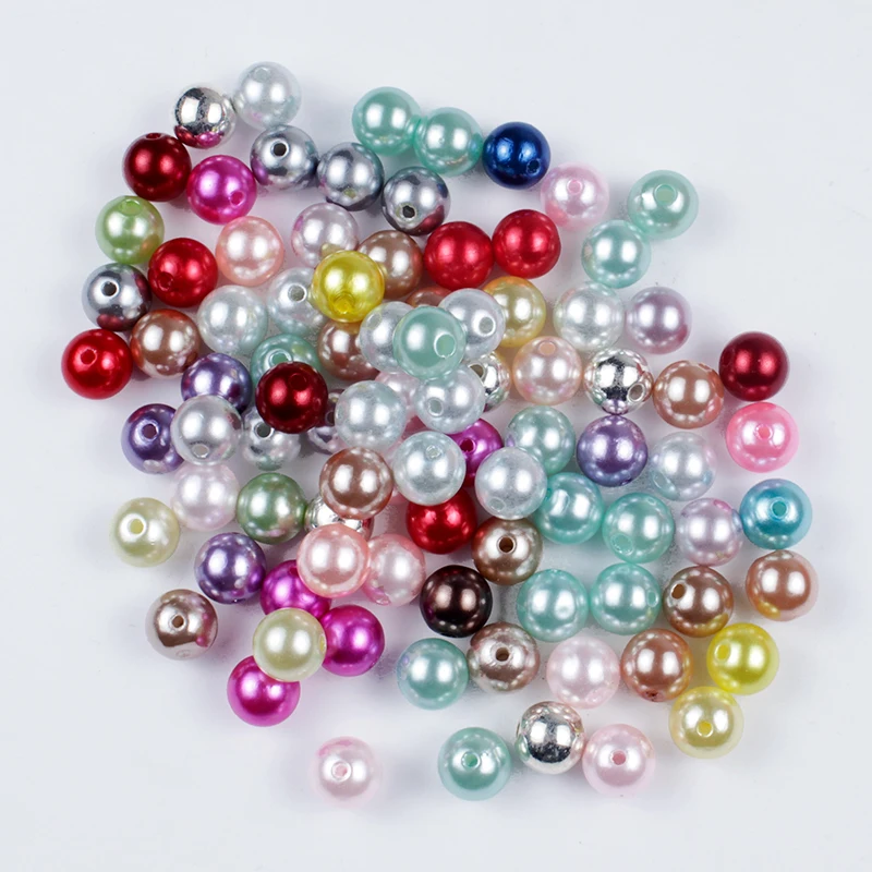 

3/4/5/6/8/10/12mm 50-500Pcs Solid Color Acrylic Beads Single Holes Colorful Imitation Pearls Round Loose Beads DIY Accessories