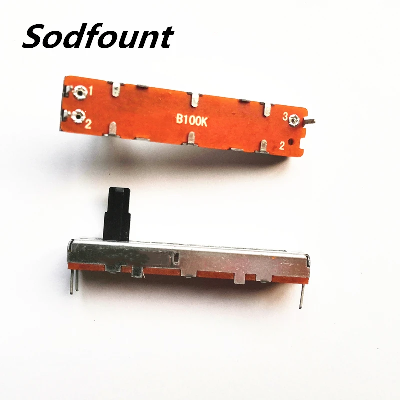 1pcs Length 45MM Width 9.5MM Three-legged Mono Direct Slide Potentiometer B100K Mixer Volume Resistance B104 | Обустройство дома