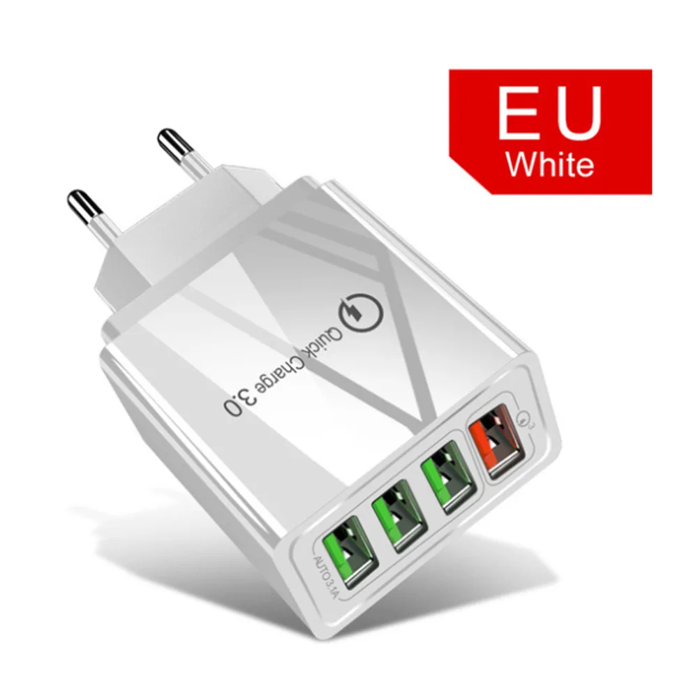 Bayserry QC3.0 Eu Us адаптер 4 USB мульти-рот Быстрая зарядка головка 5.1A зарядное устройство