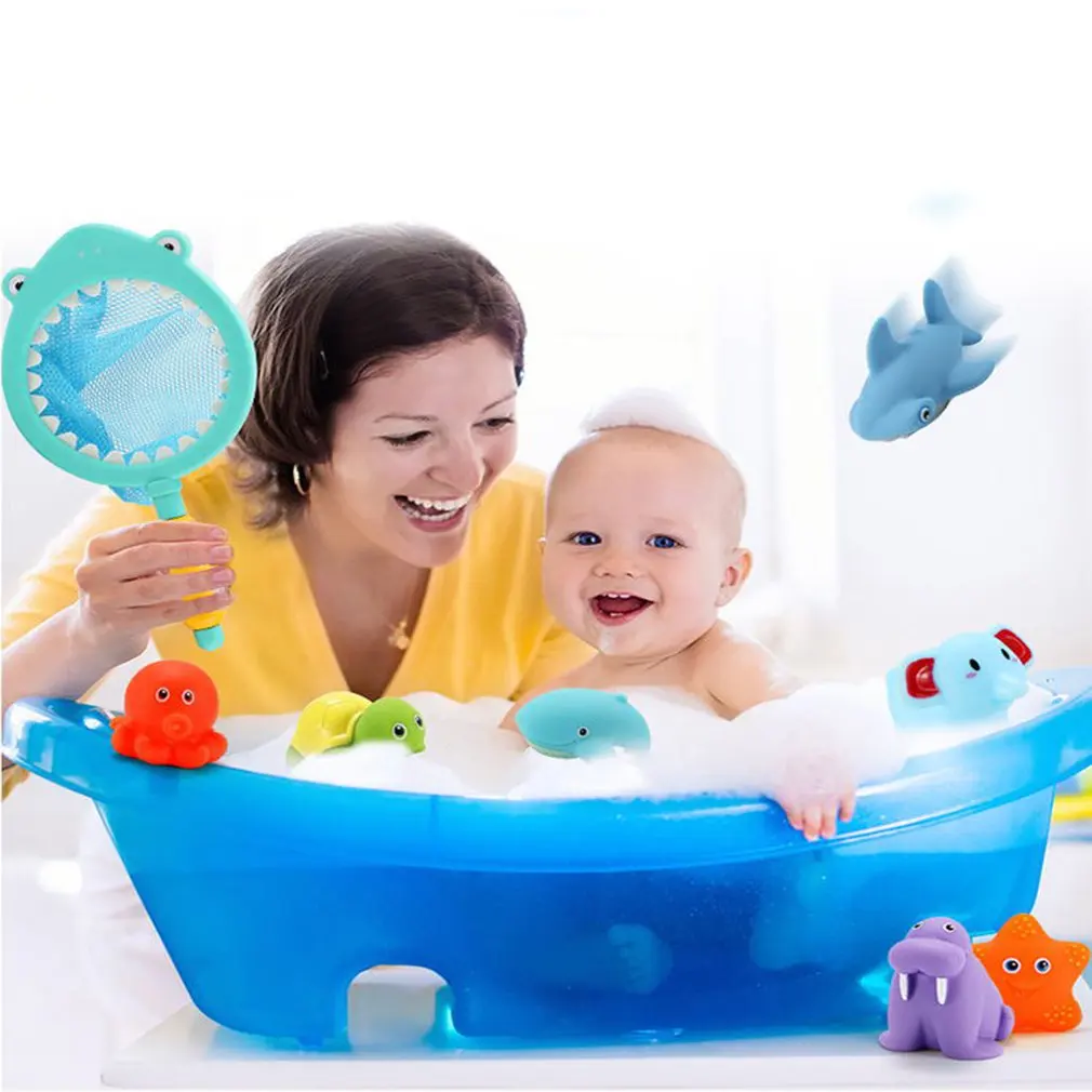 Мультяшный детский набор игрушек для ванной Распыление воды сжимаемые звучащие