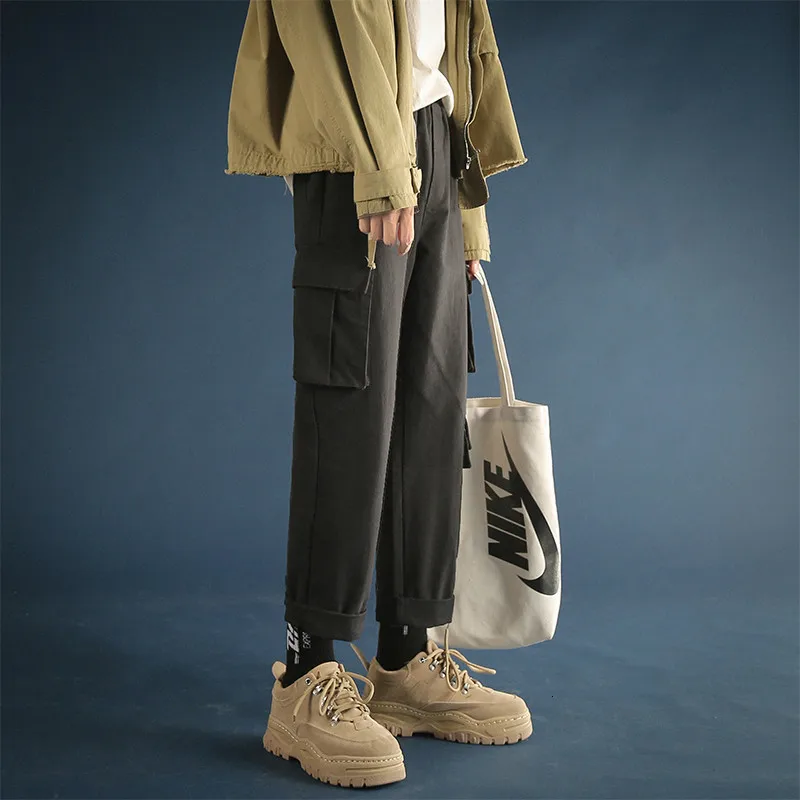 2019 Для мужчин однотонный Цвет более карман для бега спортивные брюки мешковатые