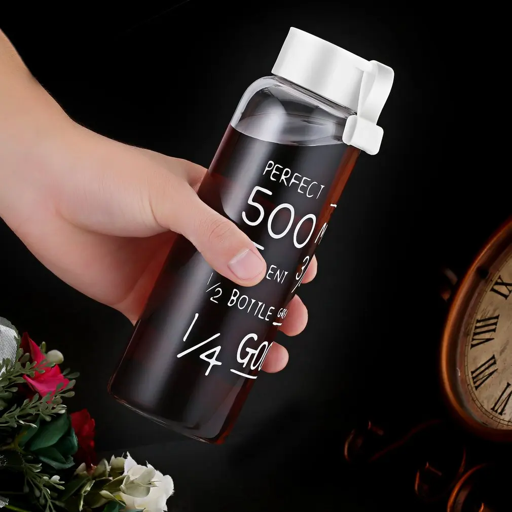 PREUP портативная стеклянная бутылка для воды размера 600 мл с защитой от