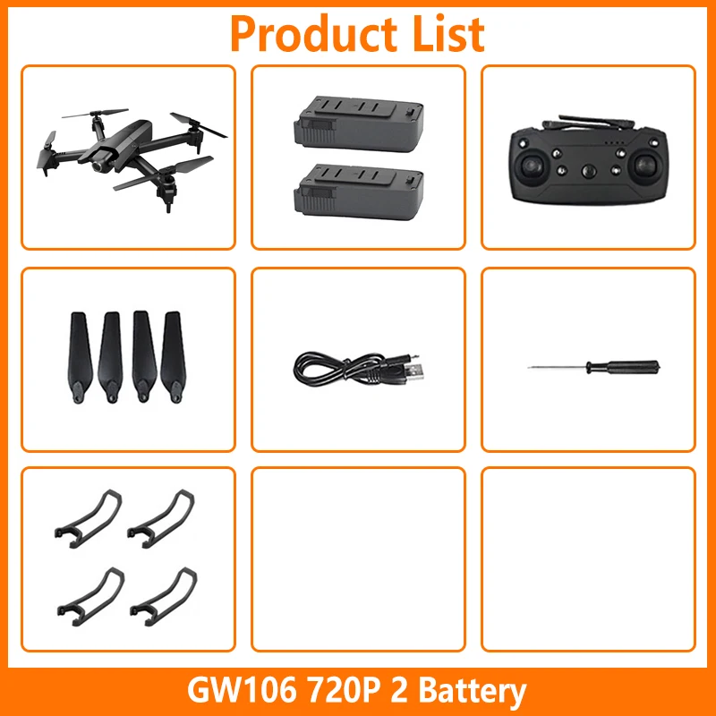 720P 2B Global Drone GW106 Квадрокоптер с камерой HD 1080P долгий срок службы батареи Дрон жесты Фото Видео дроны VS SG106 XS816 - Цвет: 720P 2B