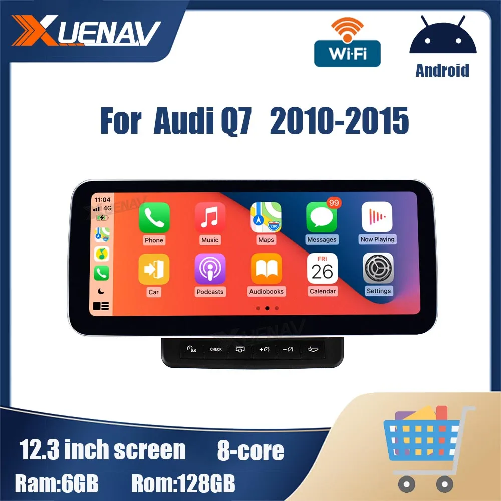 

Автомобильный мультимедийный плеер, Android 12,3, GPS-навигация CarPlay 128G для Audi Q7 2010-2015, стерео, головное устройство, DVD-плеер