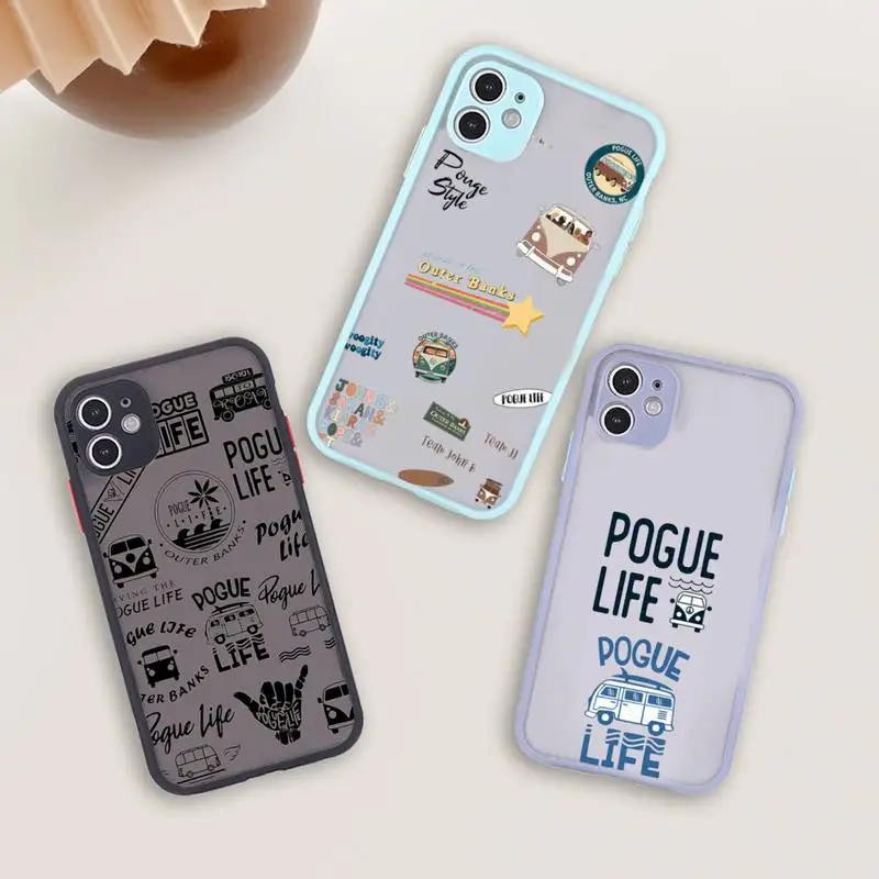 

Outer Banks-Livin'the Pogue Life Phone Case For iPhone 12 11 Mini Pro XR XS Max 7 8 Plus X Matte transparent blue Back Cover