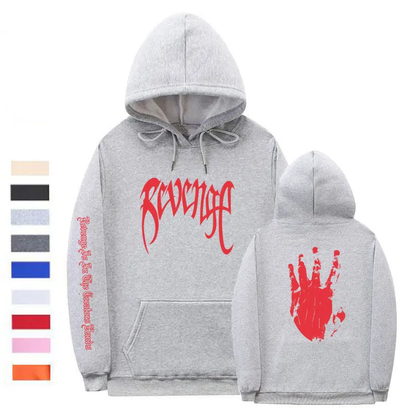 Gray-HONG011 Xxxtentacion Revenge винтовые манжеты на резинке толстовки для мужчин/женщин уличная Rapper хип хоп свитер с капюшоном - Цвет: Gray-HONG011