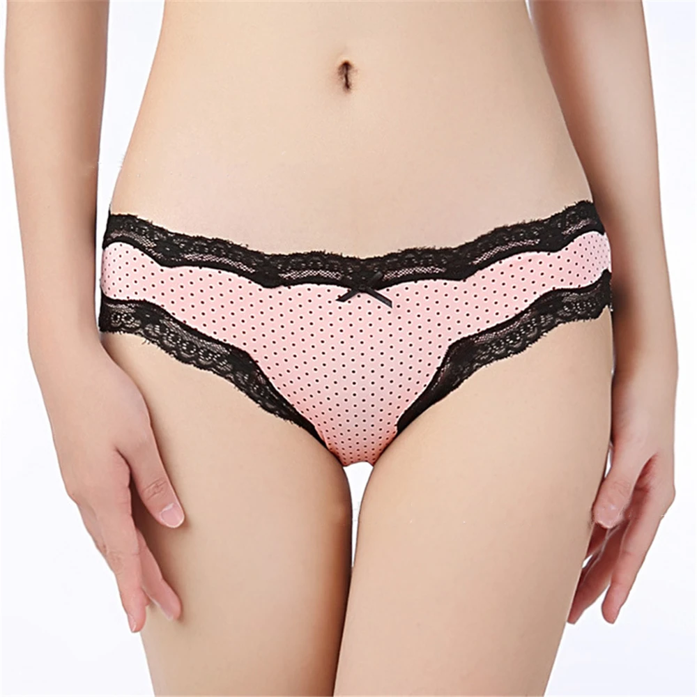 

Ladies Low-rise Lace Panties With Bow Ruffled Women Panties Spandex for Plus Size Female Underpants Sexy Briefs