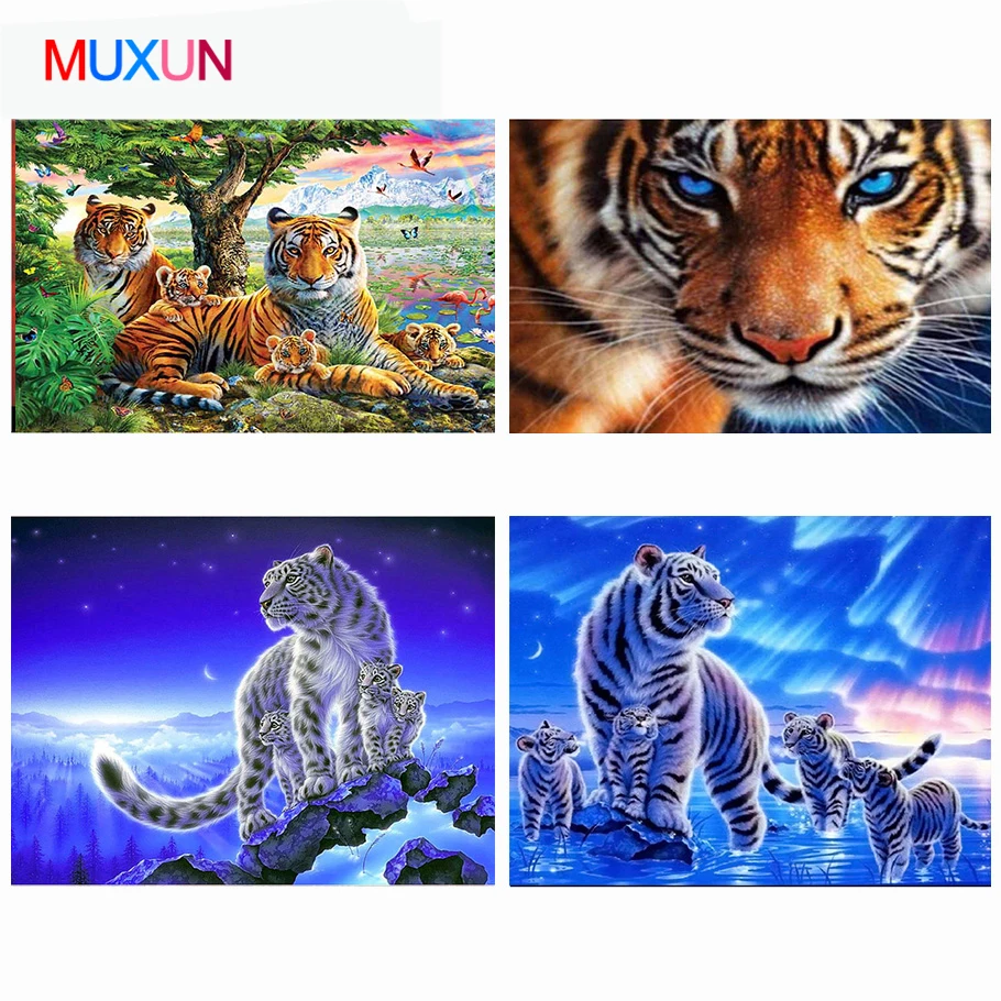 Алмазная живопись сильный тигр абстрактная 5D Вышивка 3D Мозаика украшение для