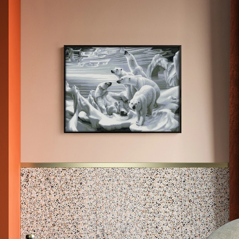 Набор для вышивки белым медведем 14 карат 11 холст с принтом ткань крестиком