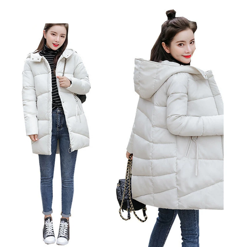 2019 женская зимняя куртка с капюшоном теплая размера плюс яркого цвета из хлопка