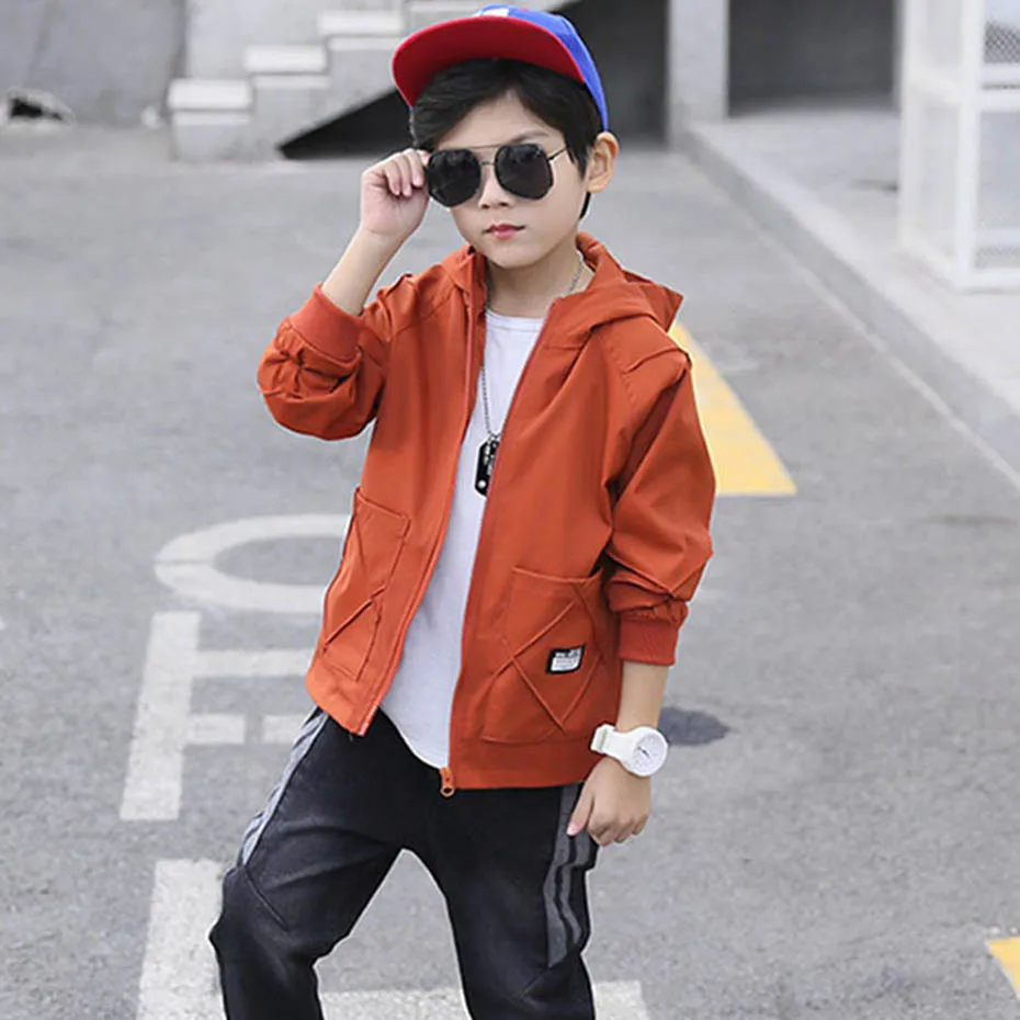 Детская куртка модная детская с принтом для мальчиков плащ капюшоном детей