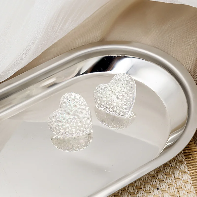 

Silver Needle Summer Small Fresh Design Sense Transparent Love Earrings Net Red Wild Geometric Round Earrings Ear Jewelry 2021