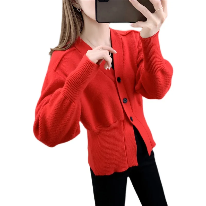 

Room 194606, 2 row 5 pure color film of spring in the brief paragraph waist knitting cardigan [1056] 55