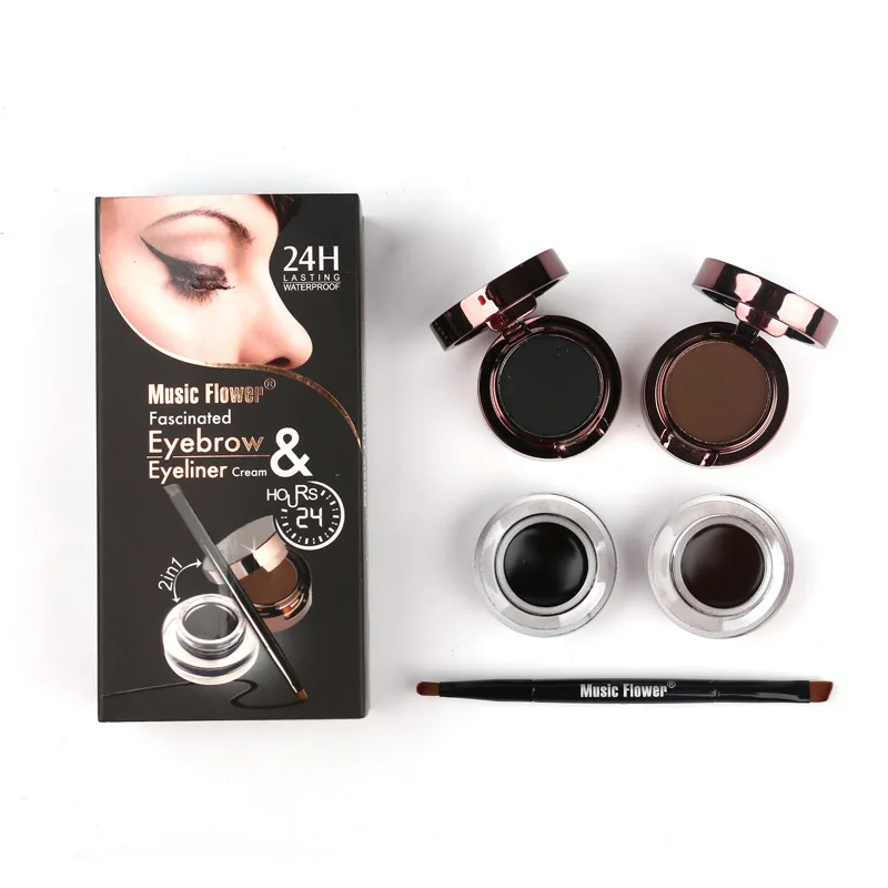 Hot Selling Music Flower Black Brown Eyeliner and Eyebrow Powder Wholesale M1096 Makeup Goods Cosmetic Gift for Women