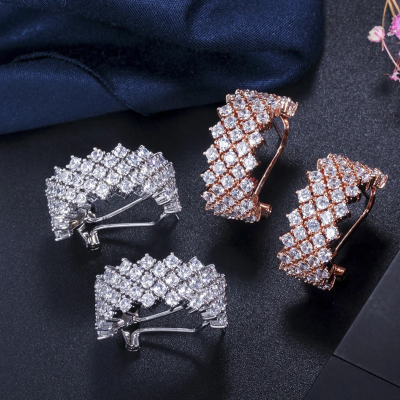 ThreeGraces Роскошные серьги розового золота ювелирные изделия в римском стиле