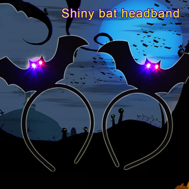

Creepy Halloween Decoration Headband With LED Light Bat Design Headband Hair Band Headwear Halloween Costume Props