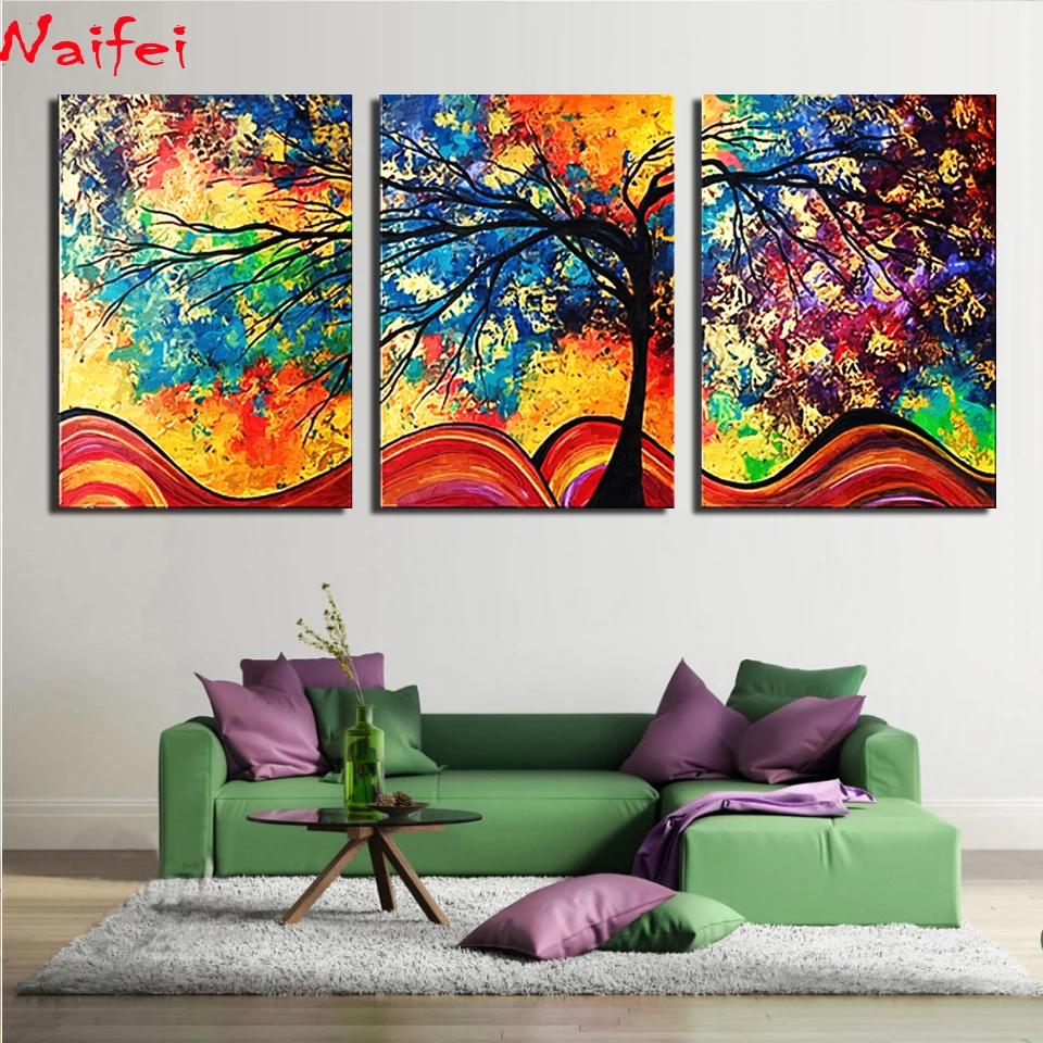 

DIY 5d Diamond Painting Art Colored Tree 3pcs/set Picture Cross Stitch Diamond Mosaic Diamond Embroidery Home Decor Triptych