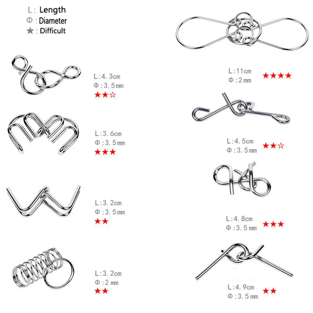 8 шт./компл. 3D металлическая головоломка разум игра для мозга игрушка детей и