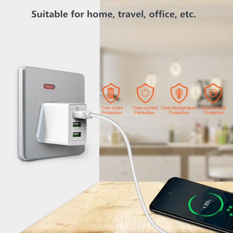 Новинка 3 многопортовый USB QC 0 Быстрая зарядка хаб Сетевое зарядное устройство