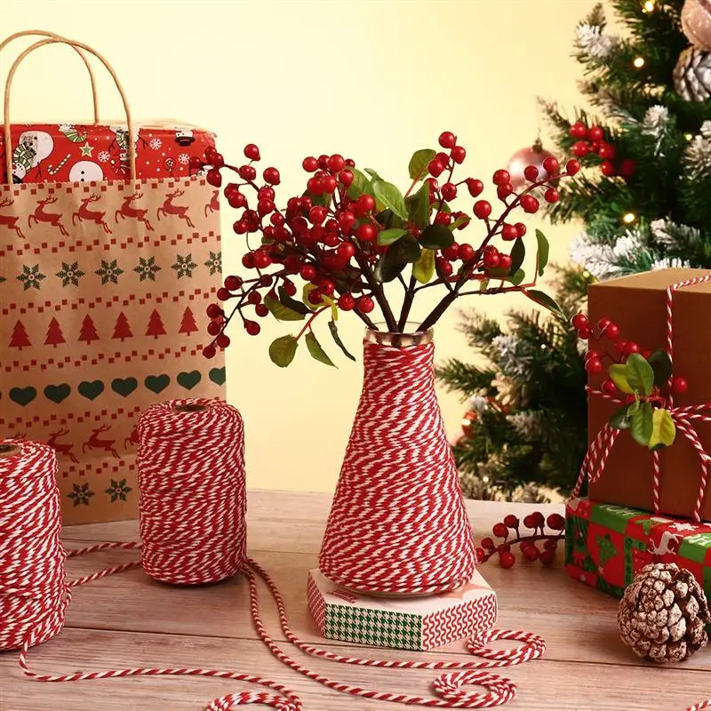 2 рулона хлопчатобумажной нити 16 нитей вязаный шнурок шнур для рождественской