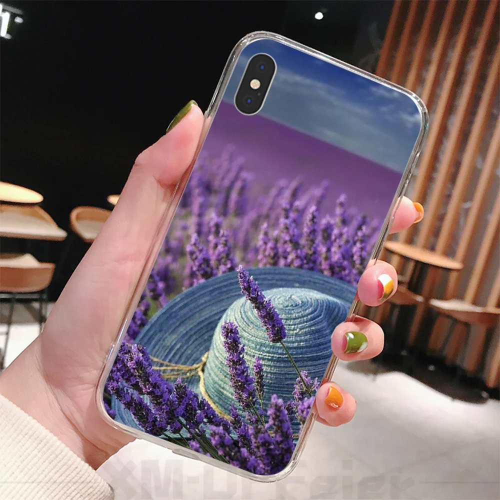 Viviana простой Лавандовый фиолетовый Цветочный Мягкий чехол для iPhone 11 pro XS MAX 8 7 6 6S Plus