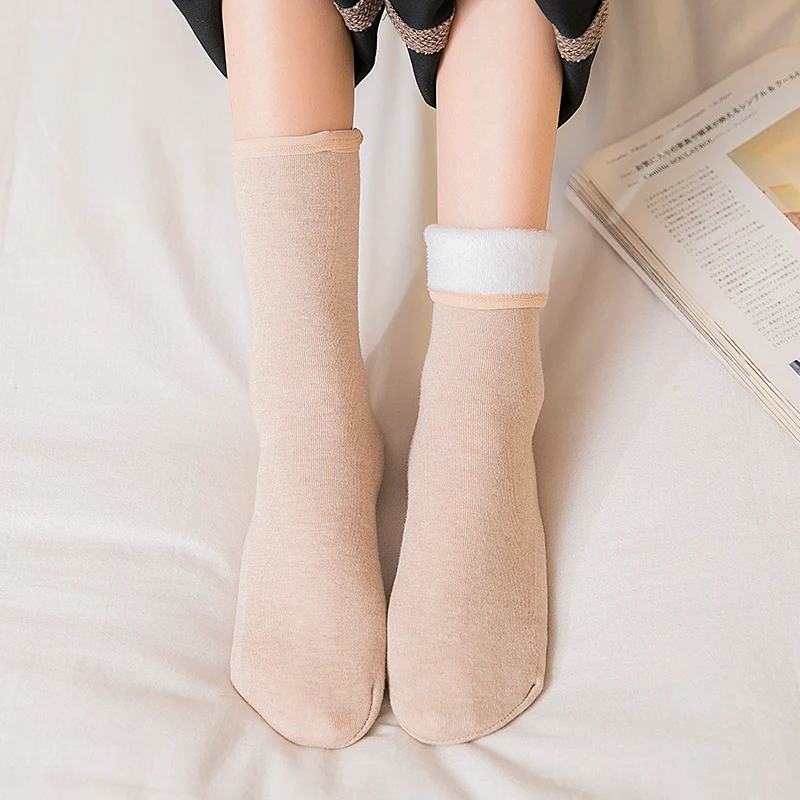 Женские хлопковые милые плюшевые теплые утолщенные домашние носки для сна