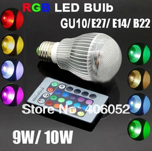 2 шт./лот AC85-265V 220 В 9 Вт 10 b22 gu10 e27 RGB Светодиодное освещение цветная светодиодная