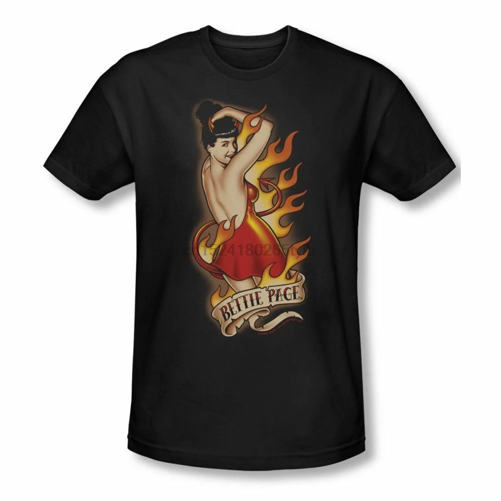 

Bettie Page Devil Tattoo Adult Slim Fit Short Sleeve T-Shirt Sizes- S-2X New