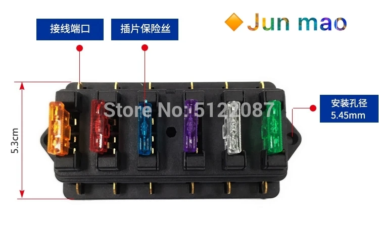 6 Way Circuit Standard ATO Blade Fuse Box DC 12V/24V Car Block Holder with 6pcs 5A-30A Fuses | Обустройство дома