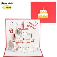 10 pack 3d happy birthday cake pop up birthday gift cards for kids mom with envelope handmade greeting cards
