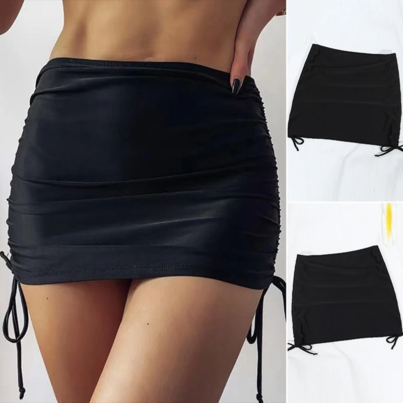 

Hot kf-Women'S Separate Swimsuit Trunks Bottoms Swim Skirts with Panty High Waisted Swimwear Shorts Adjustable Side Tie