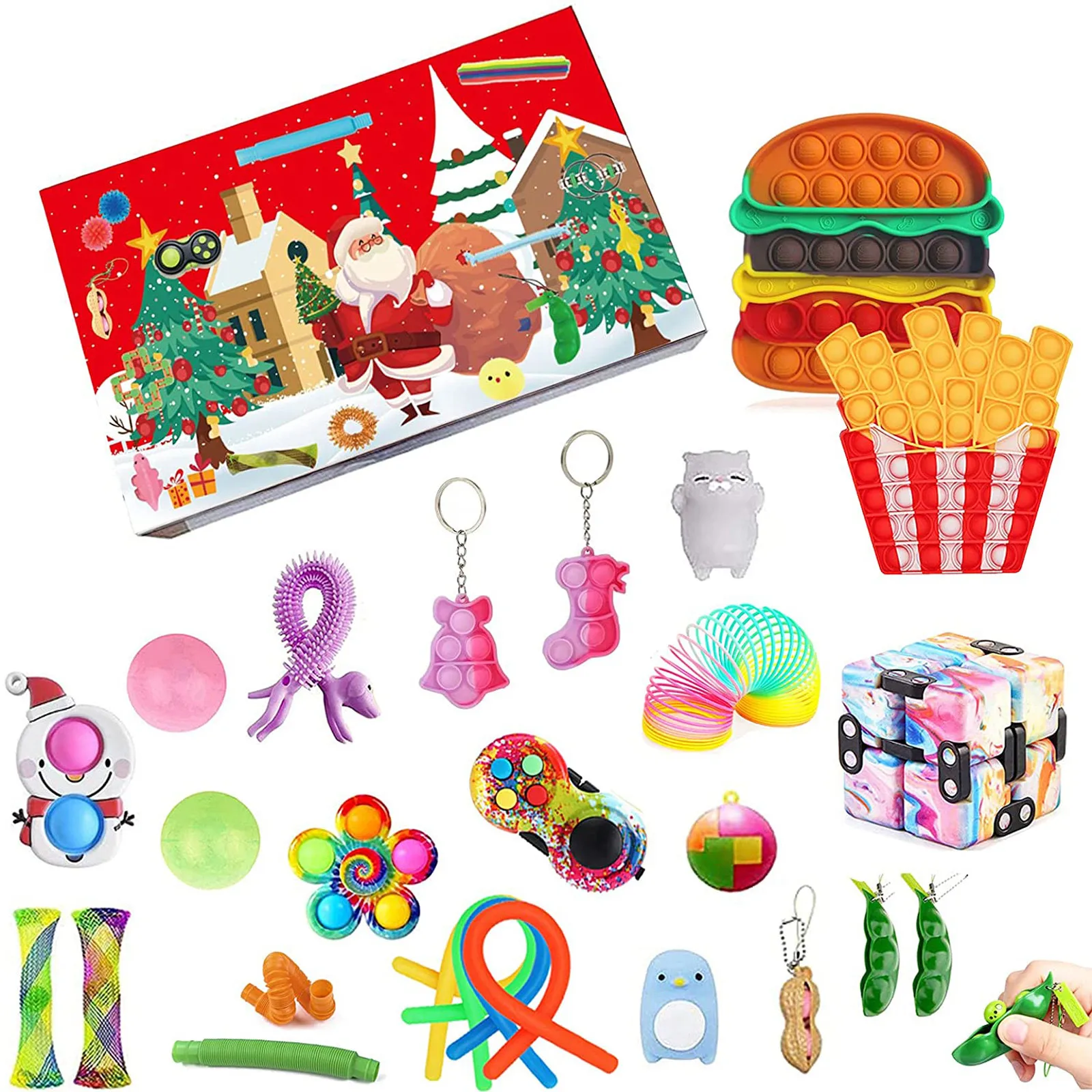 

HOT 24pcs Fidget Toys Pack Mystery Box Advent Calanders Surprise Christmas Gift Box Antistress Simple Dimple 2022 Novelty Gifts