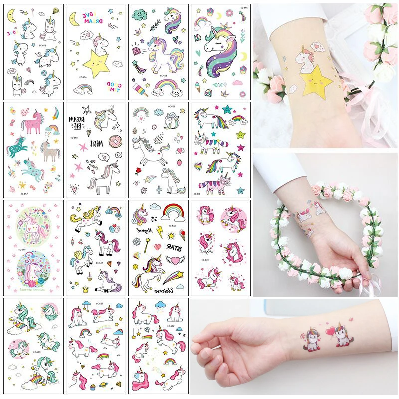 Временные татуировки 15 шт./лот водонепроницаемые поддельные детские Мультяшные