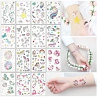 Временные татуировки, 15 шт.лот, водонепроницаемые, поддельные татуировки, детские, Мультяшные, маленькие татуировки, единорог, лошадь, тату, наклейка, ручной палец, лицо