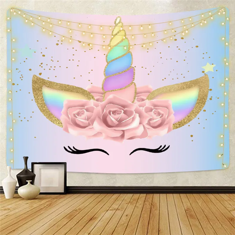 Прямая поставка гобелен с изображением животного единорога настенный хиппи