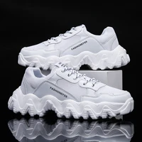 new trend pu mesh breathable white sneakers fashion men casual shoes spring summer men lace up thick bottom shoes comfortable