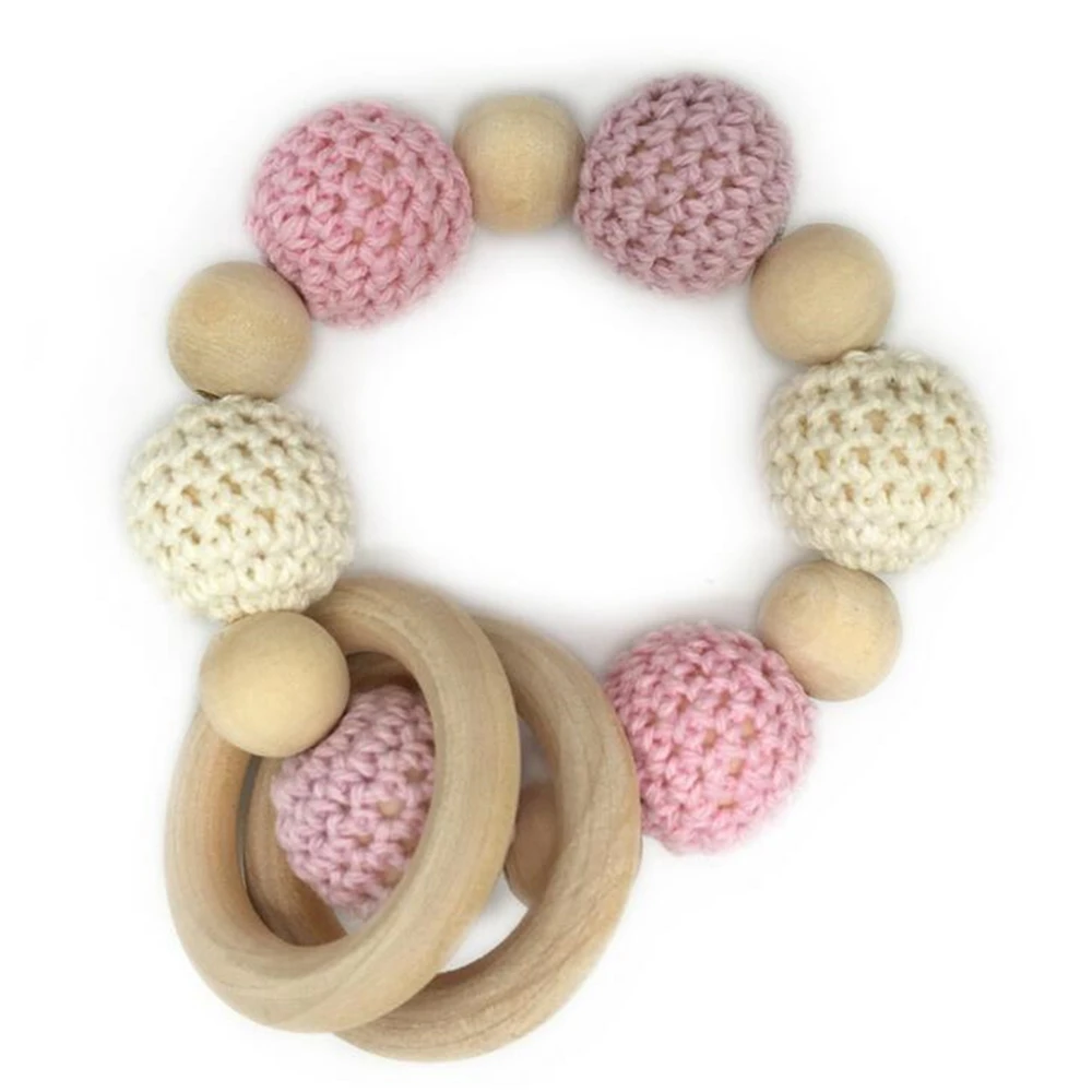 

Teether Wooden Beads Ring 1PC BPA Free Accessories Bracelet Teething Toys Chain Nursing Food Grade BPA Free Baby Teethers