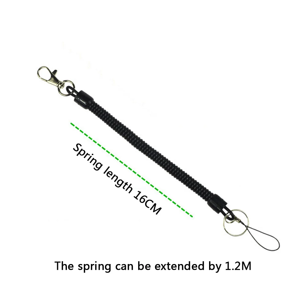 

Metal keychain spring rope black plastic elastic rope color retractable rope mobile phone key anti-lost hanging buckle