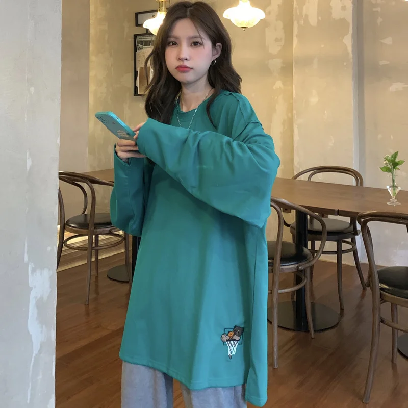 Женская футболка с длинным рукавом свободная в стиле Харадзюку Корейском |