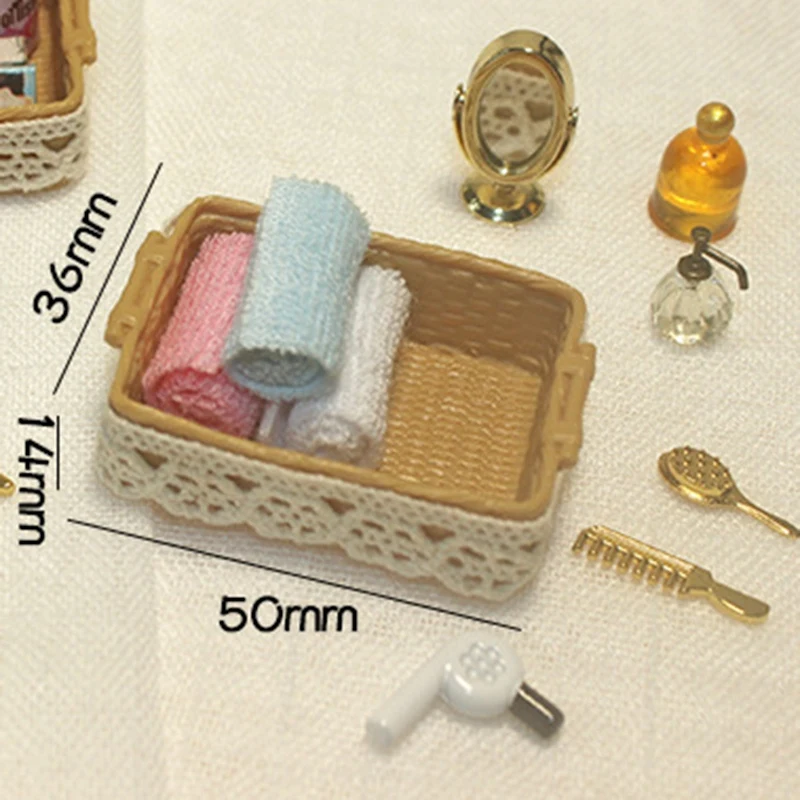 1/12 кукольный домик миниатюрное зеркало + духи полотенце рулонная бумага расческа