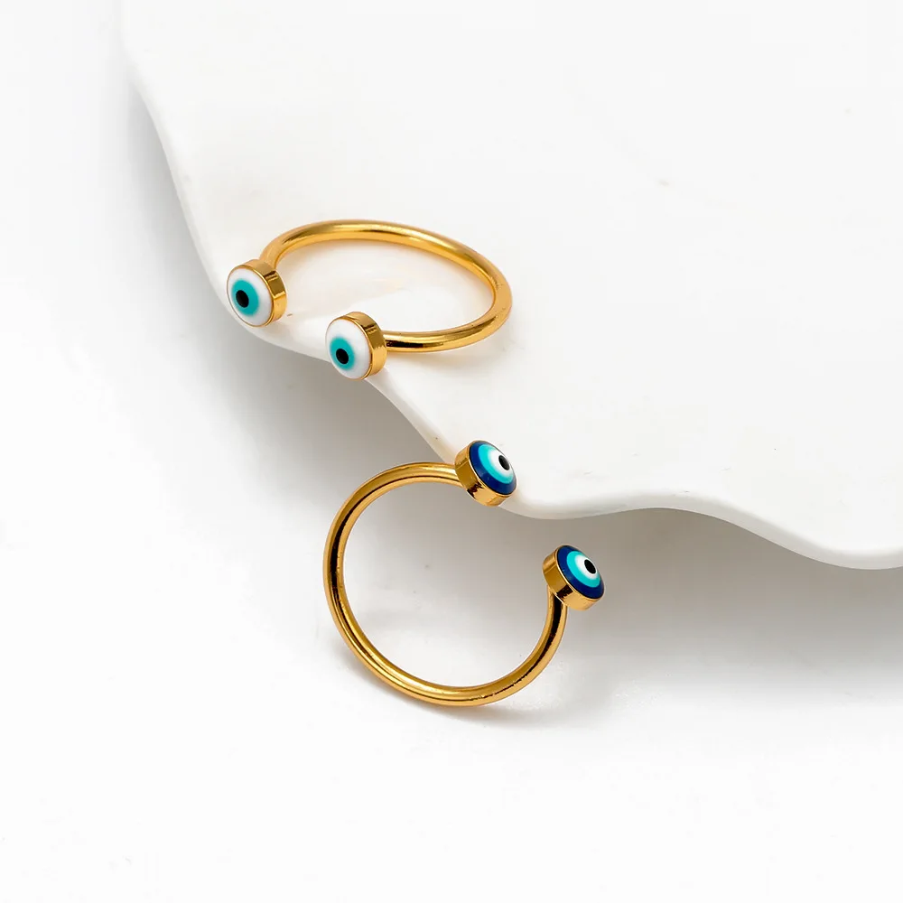 Новинка синяя эмаль простое массивное позолоченное кольцо от сглаза для женщин