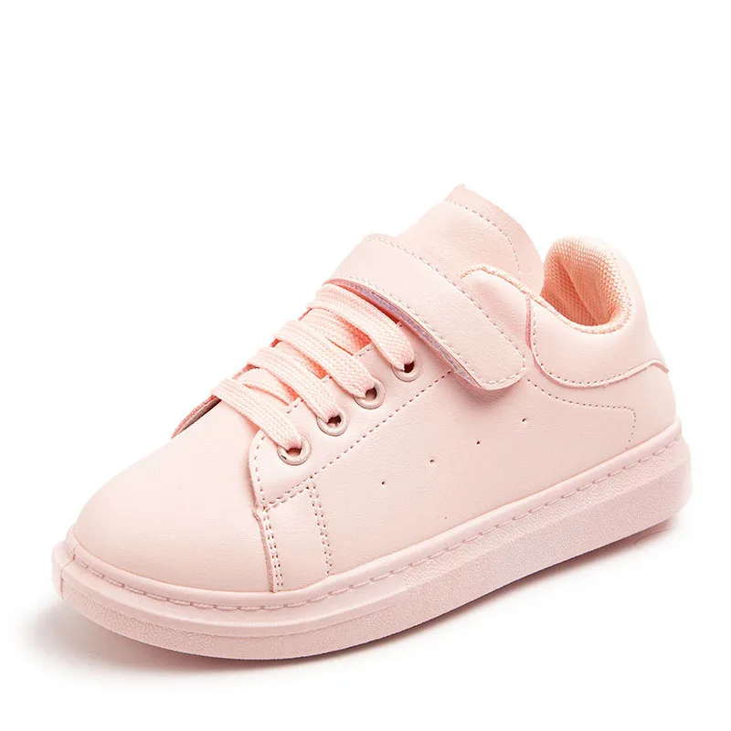 

Children Comfortable Velcro Shoes Spring Autumn Girls White Shoes Boys Soft-soled Casual Shoes Leather Teen Kids Shoes 7-14 Year