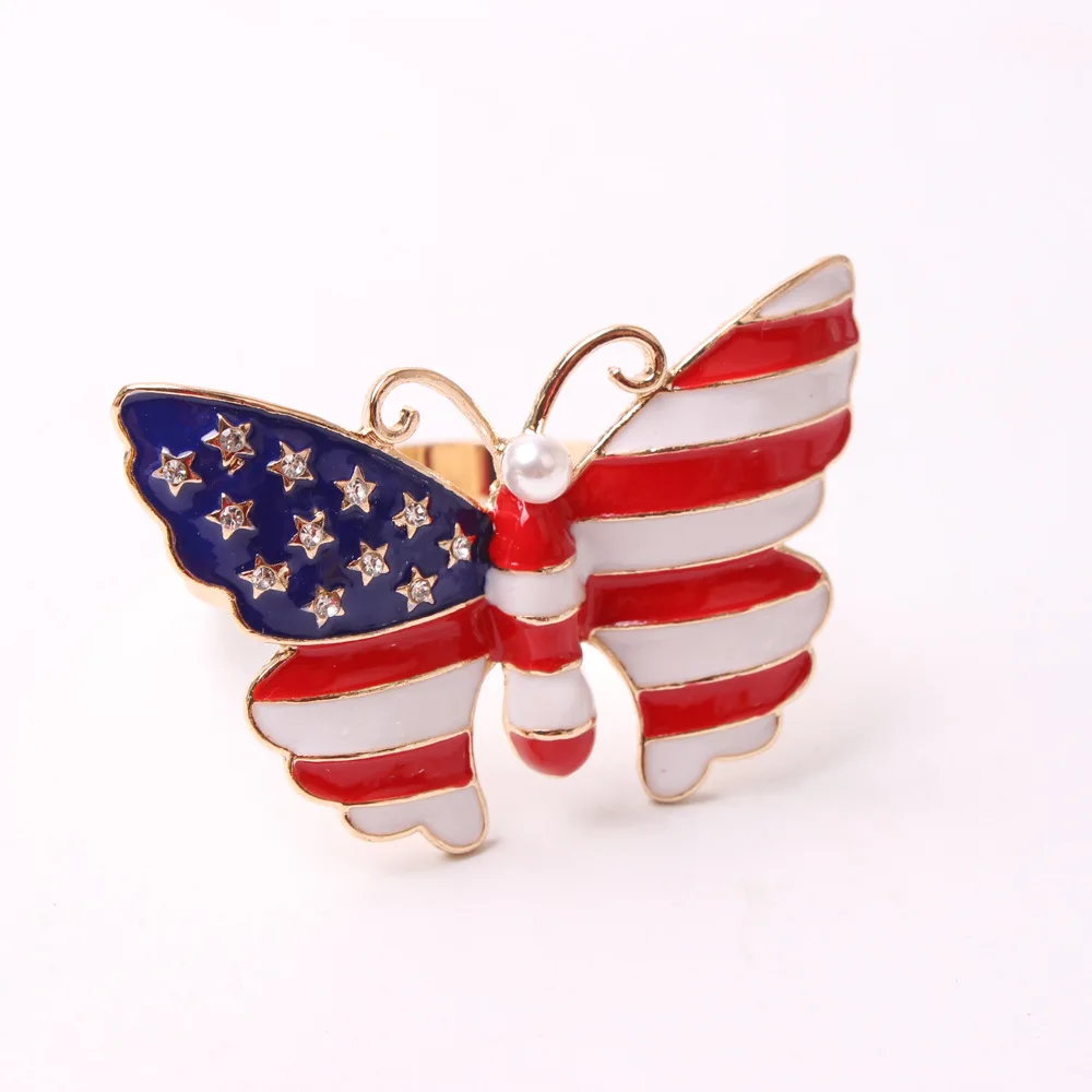 

10PCS/Metal flag butterfly napkin ring table top decoration used for festive cocktail reception western food etiquette