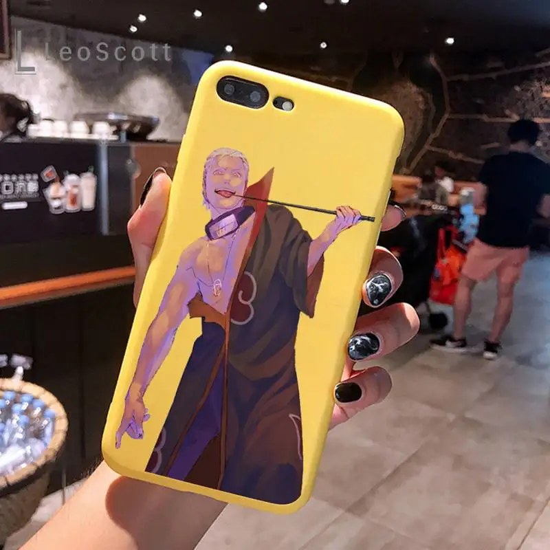 

Anime Naruto Sasuke kakashi Phone Case Yellow Candy Color for iPhone 6 7 8 11 12 s mini pro X XS XR MAX Plus