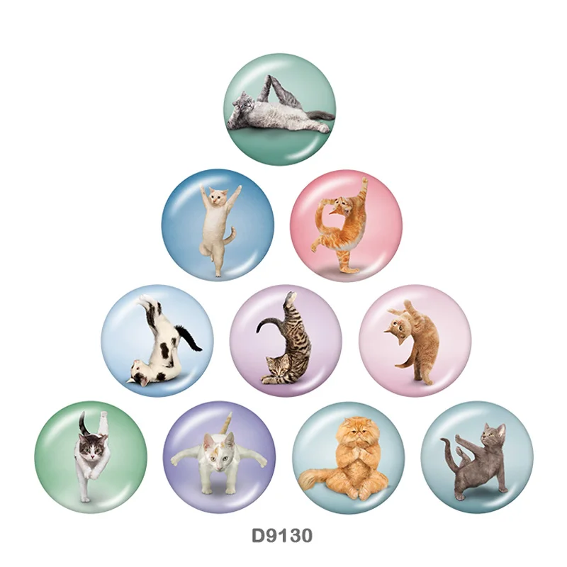 Round glass cabochon Fridge stickers Keychain Aroma Locket snap button jewelry 10pcs/set D9130