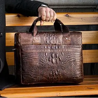 Специальное предложение Аллигатор шаблон натуральная кожаная сумка для мужчин 14